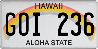 HI license plate GOI236