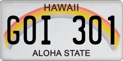 HI license plate GOI301