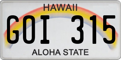 HI license plate GOI315