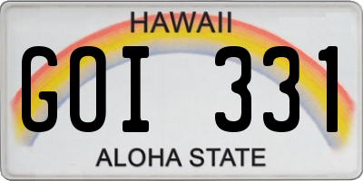 HI license plate GOI331