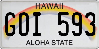 HI license plate GOI593