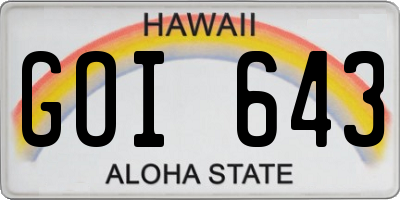 HI license plate GOI643