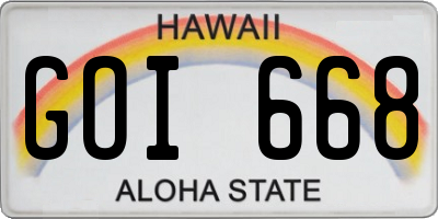 HI license plate GOI668