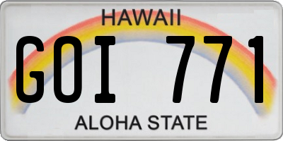 HI license plate GOI771
