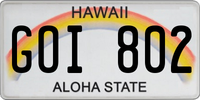 HI license plate GOI802