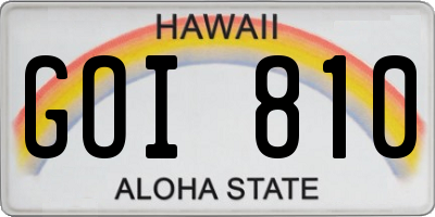 HI license plate GOI810