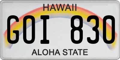 HI license plate GOI830
