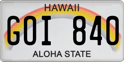 HI license plate GOI840