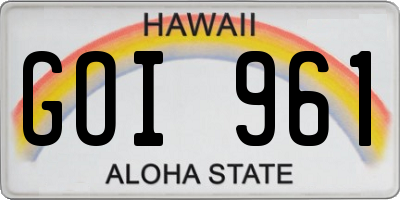 HI license plate GOI961