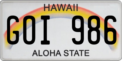 HI license plate GOI986