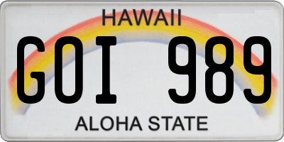 HI license plate GOI989