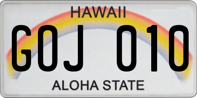 HI license plate GOJ010