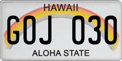 HI license plate GOJ030