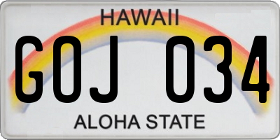 HI license plate GOJ034