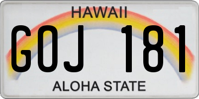 HI license plate GOJ181