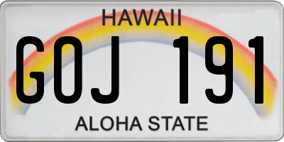 HI license plate GOJ191