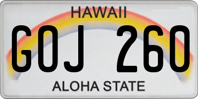 HI license plate GOJ260
