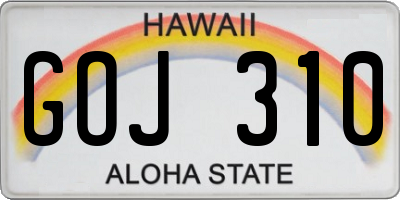 HI license plate GOJ310