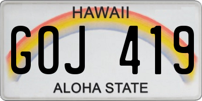 HI license plate GOJ419