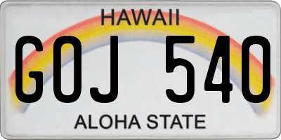 HI license plate GOJ540