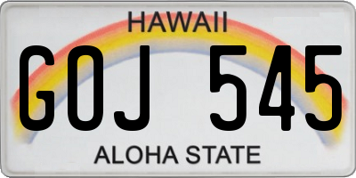 HI license plate GOJ545