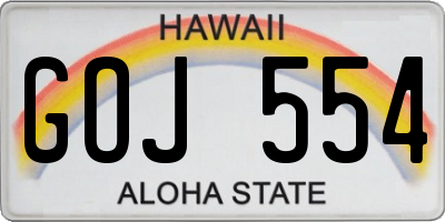 HI license plate GOJ554