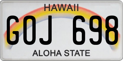 HI license plate GOJ698