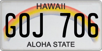 HI license plate GOJ706