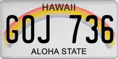 HI license plate GOJ736