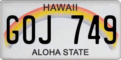 HI license plate GOJ749