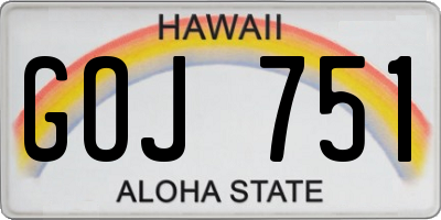 HI license plate GOJ751