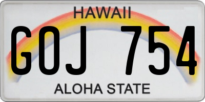 HI license plate GOJ754