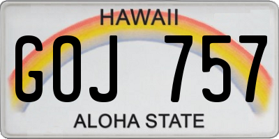 HI license plate GOJ757