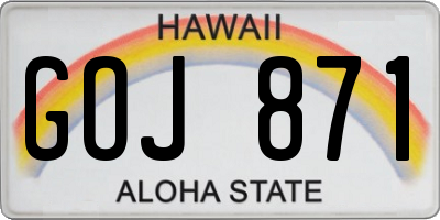 HI license plate GOJ871