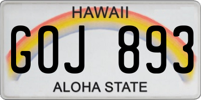 HI license plate GOJ893