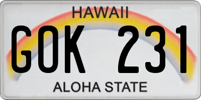 HI license plate GOK231