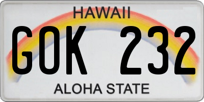 HI license plate GOK232