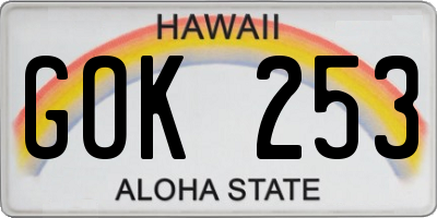 HI license plate GOK253