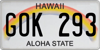 HI license plate GOK293