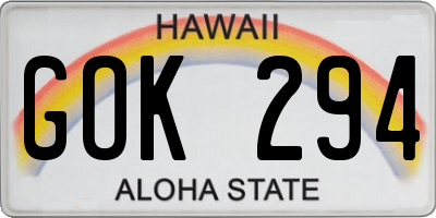 HI license plate GOK294