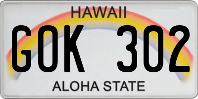 HI license plate GOK302