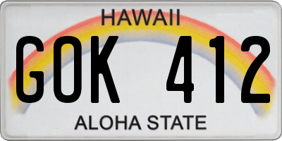 HI license plate GOK412