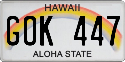 HI license plate GOK447