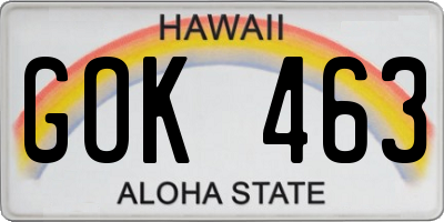 HI license plate GOK463