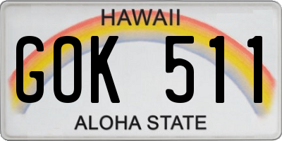 HI license plate GOK511