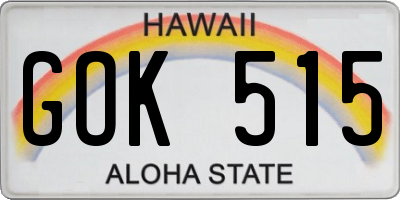 HI license plate GOK515