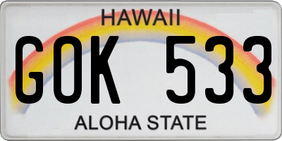 HI license plate GOK533