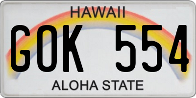 HI license plate GOK554