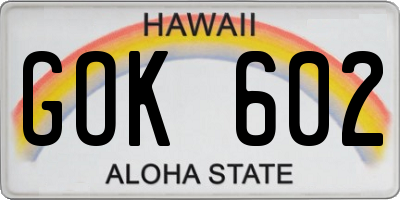 HI license plate GOK602