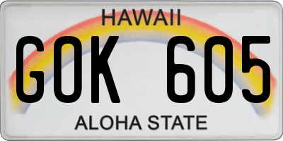 HI license plate GOK605